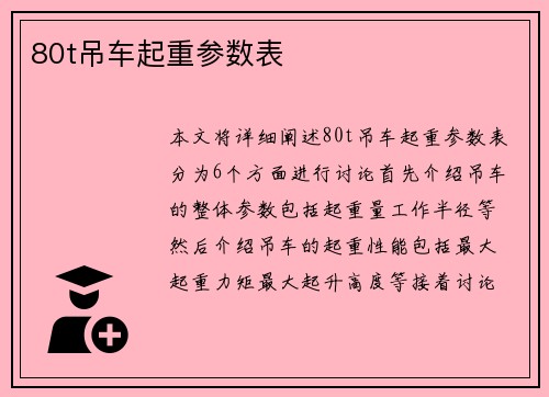 80t吊车起重参数表